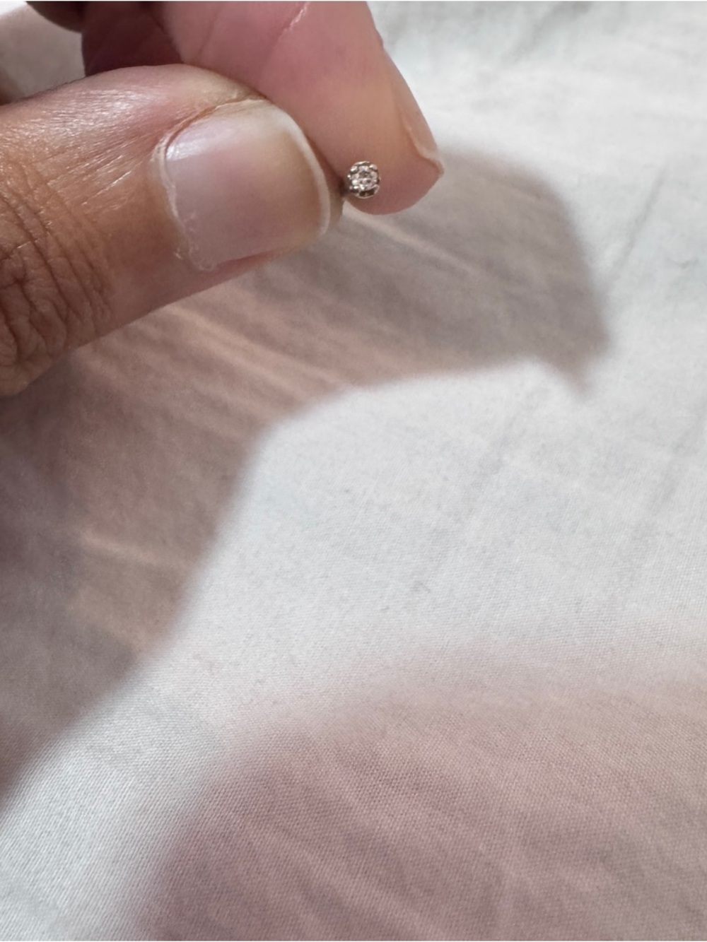 Small Round Titanium Diamond Stud Earring